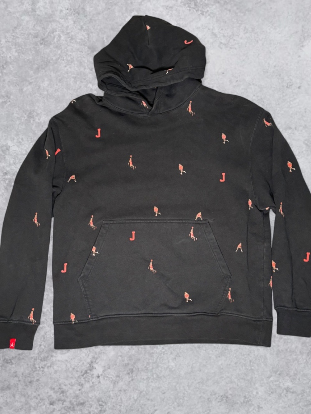 Jordan Black Hoodie with Red Logo Accents - Men